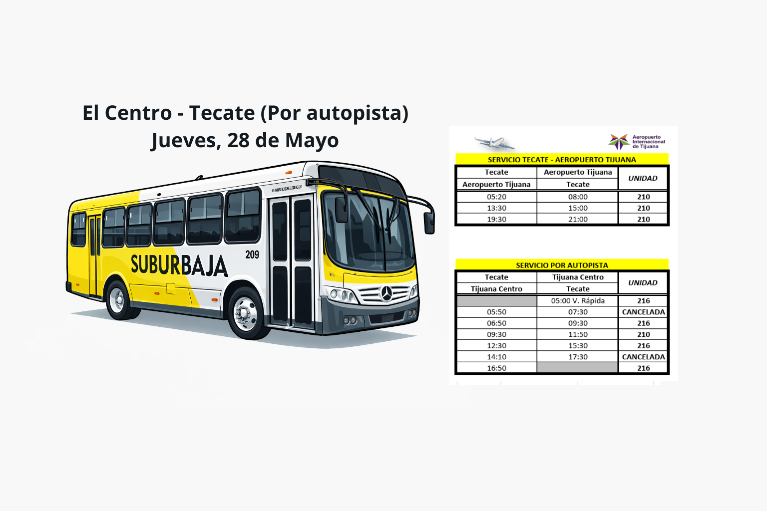 El Centro - Tecate por Autopista (Suburbaja)