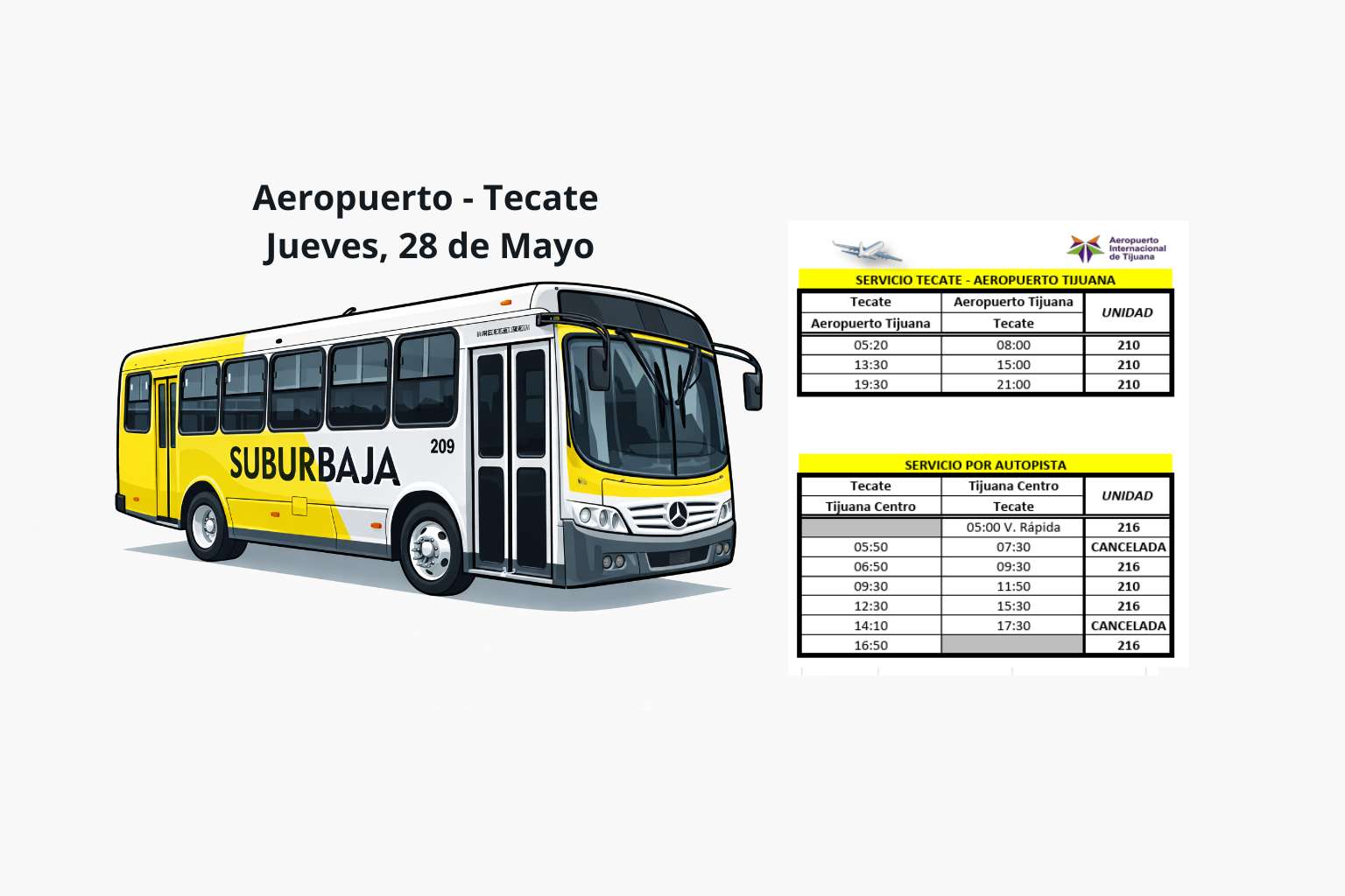 Aeropuerto TJ - Tecate (Suburbaja)